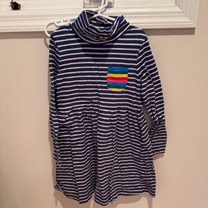 Boden Navy and White Striped Dress with Colorful Pocket, size 8-9